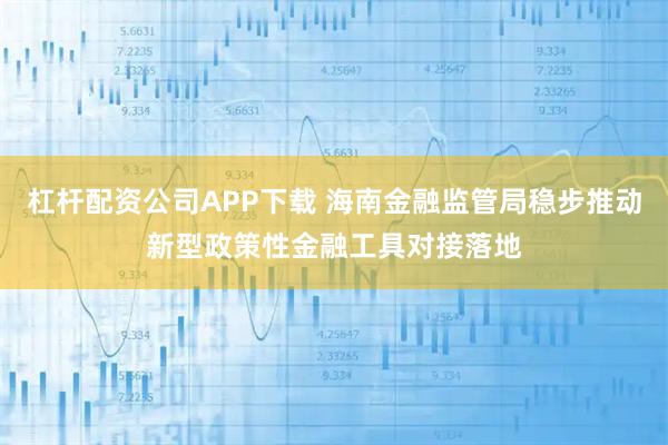 杠杆配资公司APP下载 海南金融监管局稳步推动新型政策性金融工具对接落地