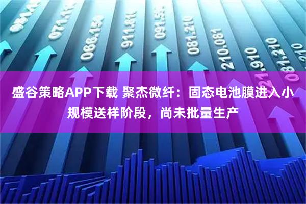 盛谷策略APP下载 聚杰微纤：固态电池膜进入小规模送样阶段，尚未批量生产