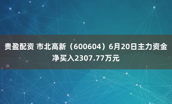 贵盈配资 市北高新（600604）6月20日主力资金净买入2307.77万元